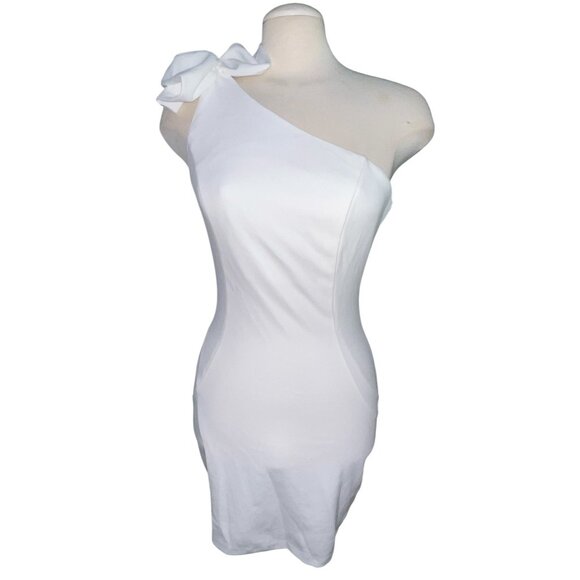 Lulus Unstoppable Stunner White Ruffled One-Shoulder Mini Dress Sz Small White - Picture 6 of 16